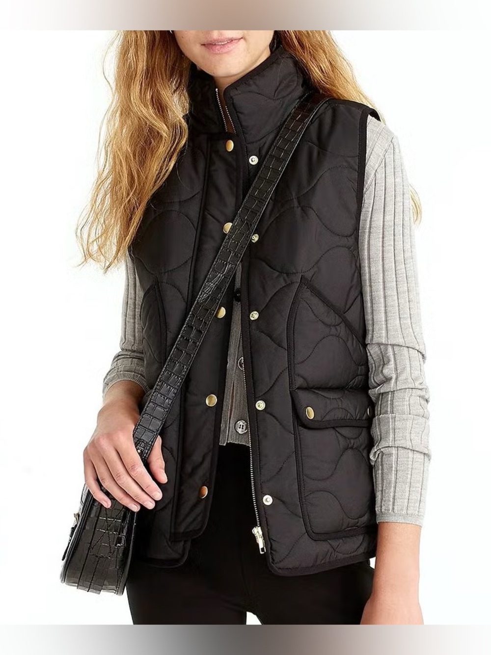 J Crew Black Excursion Quilted Vest, size M